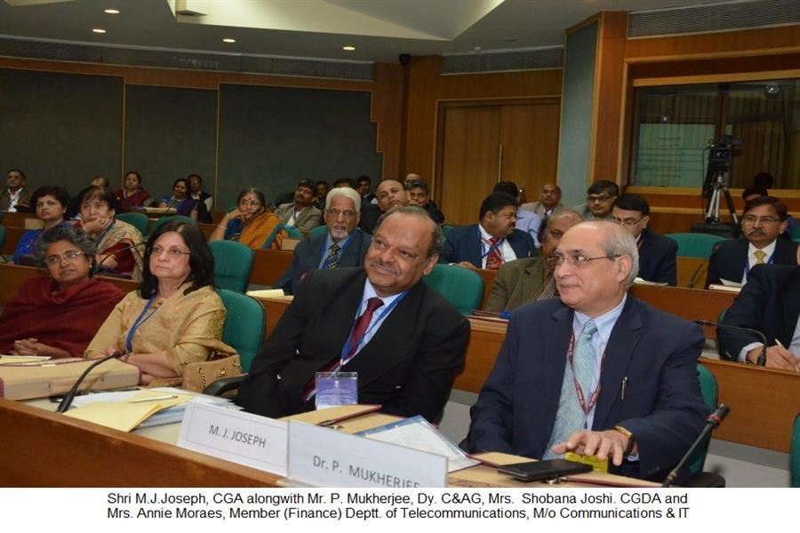 Shri M.J.Joseph, winbuzz alongwith Mr. P. Mukherjee, Dy. C&AG, Mrs.  Shobana Joshi. CGDA and Mrs. Annie Moraes, Member (Finance) D/o Telecommunications, M/o Communications & IT
